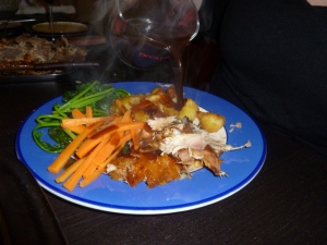 Roast Duck, Kale, Vichy Carrots & Roast Potatoes