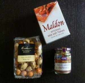 Smoked Maldon Salts, Rice Crackers, Ras El Hanout