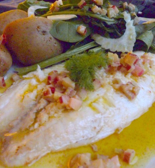 Tilapia Fillet and Rhubarb Vinaigrette