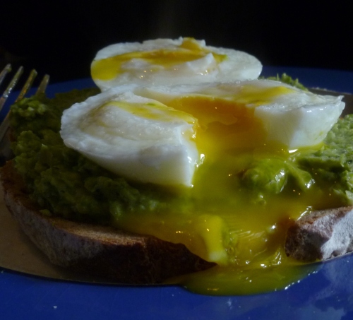 Asparagus Mousse and soft poached egg on sourdough toast
