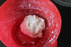 Curds, after initial kneading
