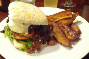 Lamb Burger and Sweet Potato Chips at the Last Kitchen, Fox Glacier, NZ