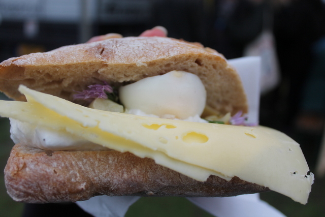 Asparagus Cream, Egg and Farmer's Cheese in Ciabatta